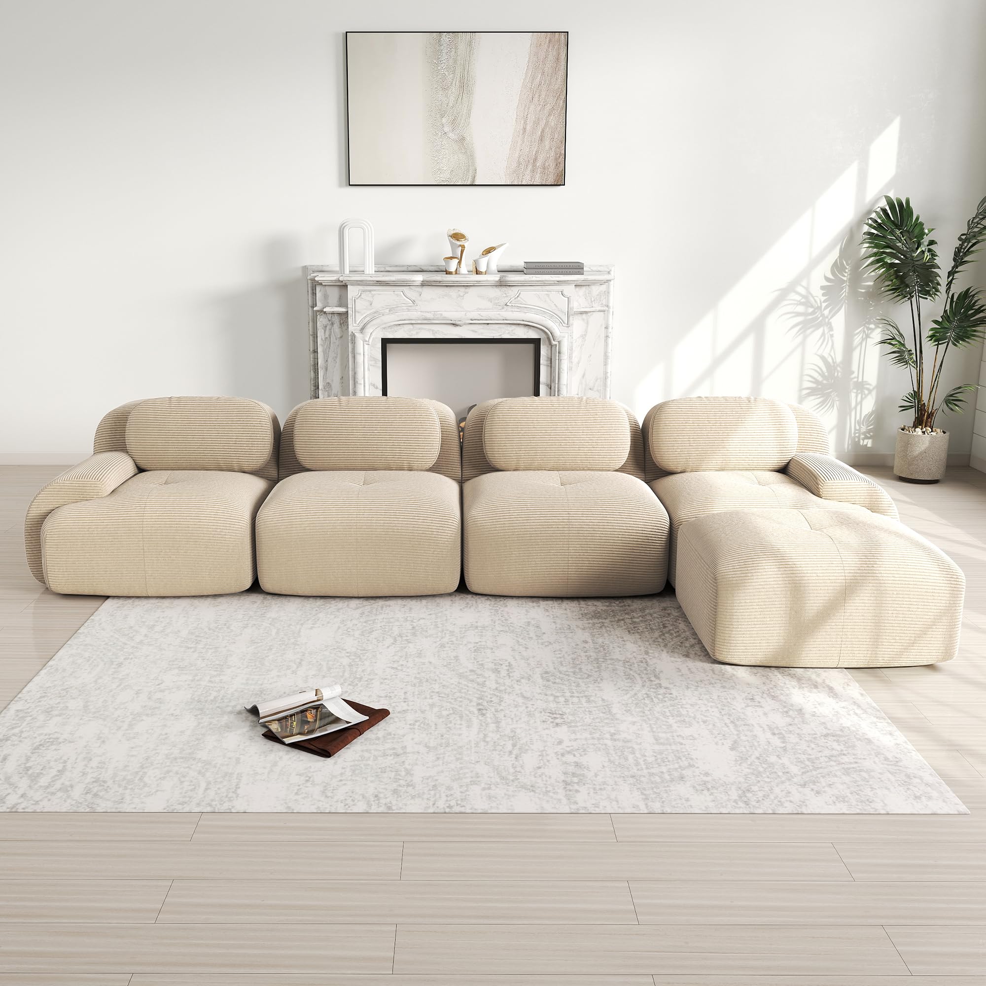 Module modulaire pour canapé - Blanc - Module combiné flexible sans accoudoir ni dossier - Pour salon moderne