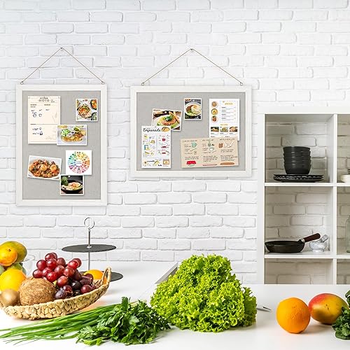 Vista 32 de DOLLAR BOSS - Tablero de corcho negro con lino de doble cara de 16 x 12 pulgadas, para paredes, marco de madera, para colgar, tablero de corcho