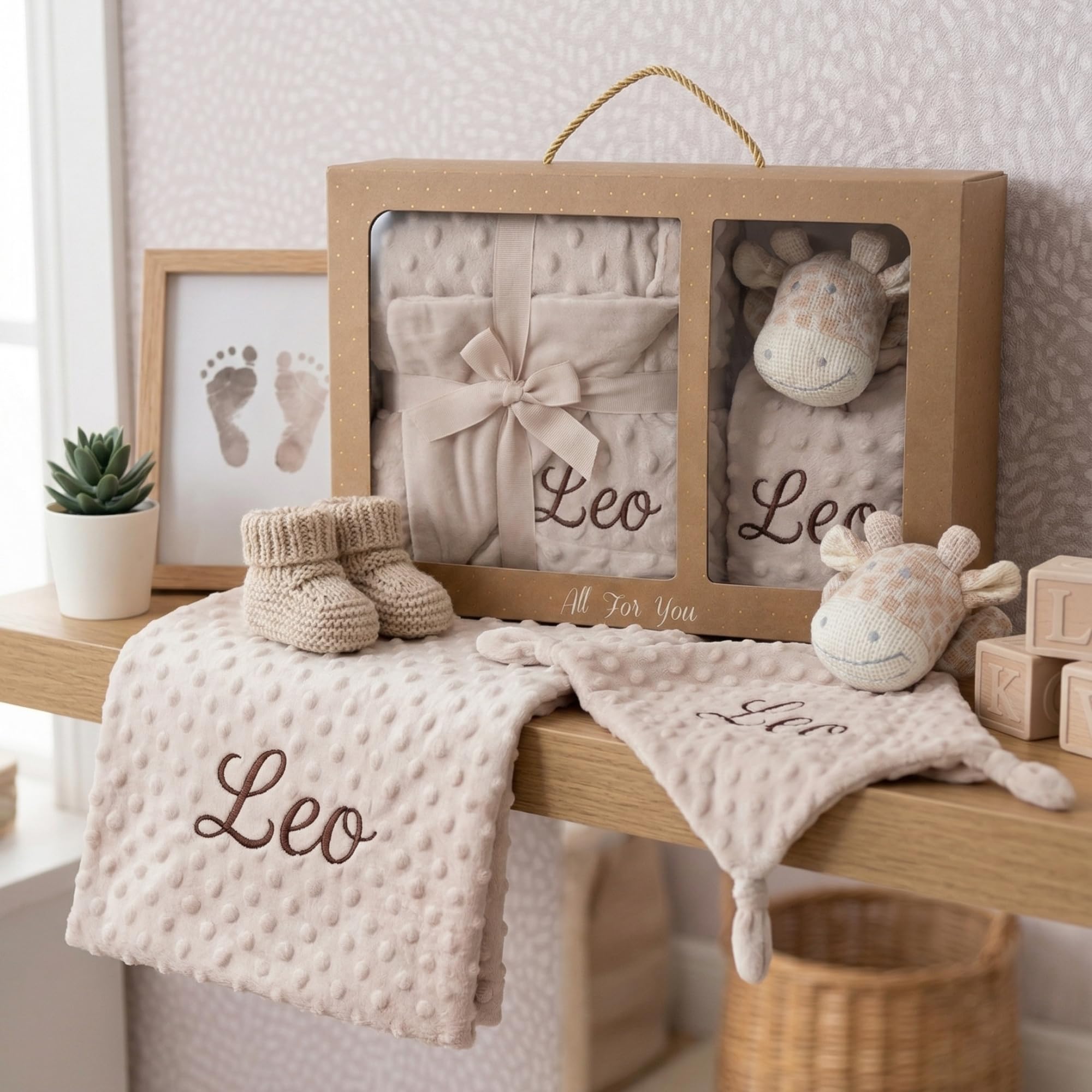 Pack Manta Bebé Personalizada con Nombre Bordado con Doudou Crochet Regalo Personalizado Bebe Recién Nacido Niño Niña Mantita Suave 110x80 cm Dou Dou 25x25 cm Apego Baby Shower Bautizo — view 6