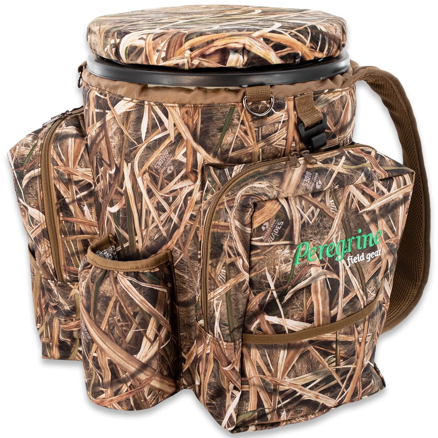 Peregrine Field Gear Venture Bucket Pack, Insulated Cooler Backpack 5 Gallon Bucket with Silent Spinning Seat Cushion Lid