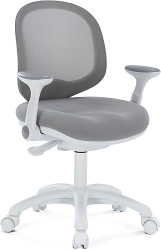 Miniatura 8 de Silla de escritorio para niños, silla de oficina de estudio, diseño ergonómico, altura ajustable y profundidad del asiento (color rosa melocotón con