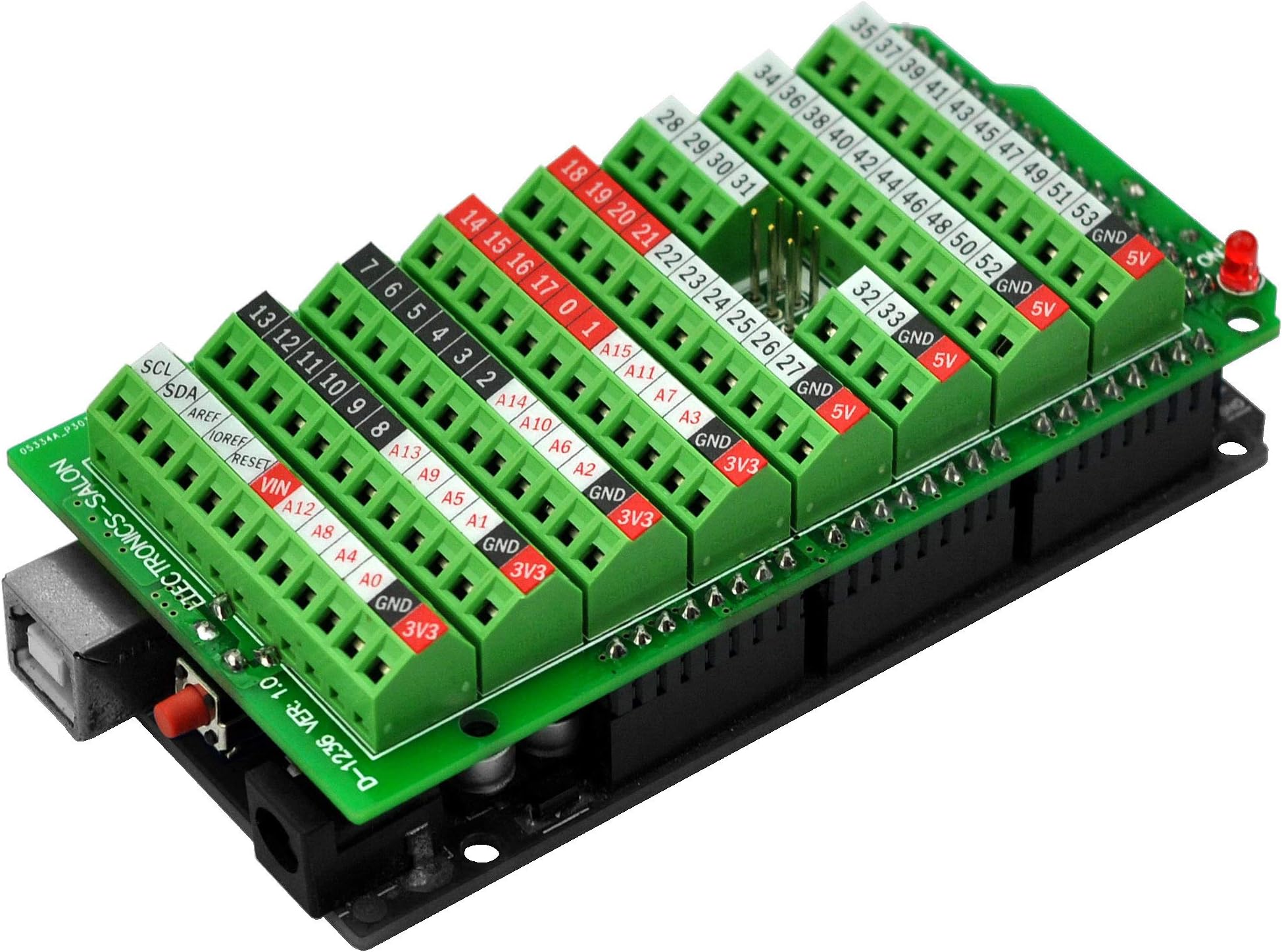 Electronics-Salon Screw Terminal Block Breakout Module, for Arduino MEGA-2560 R3.