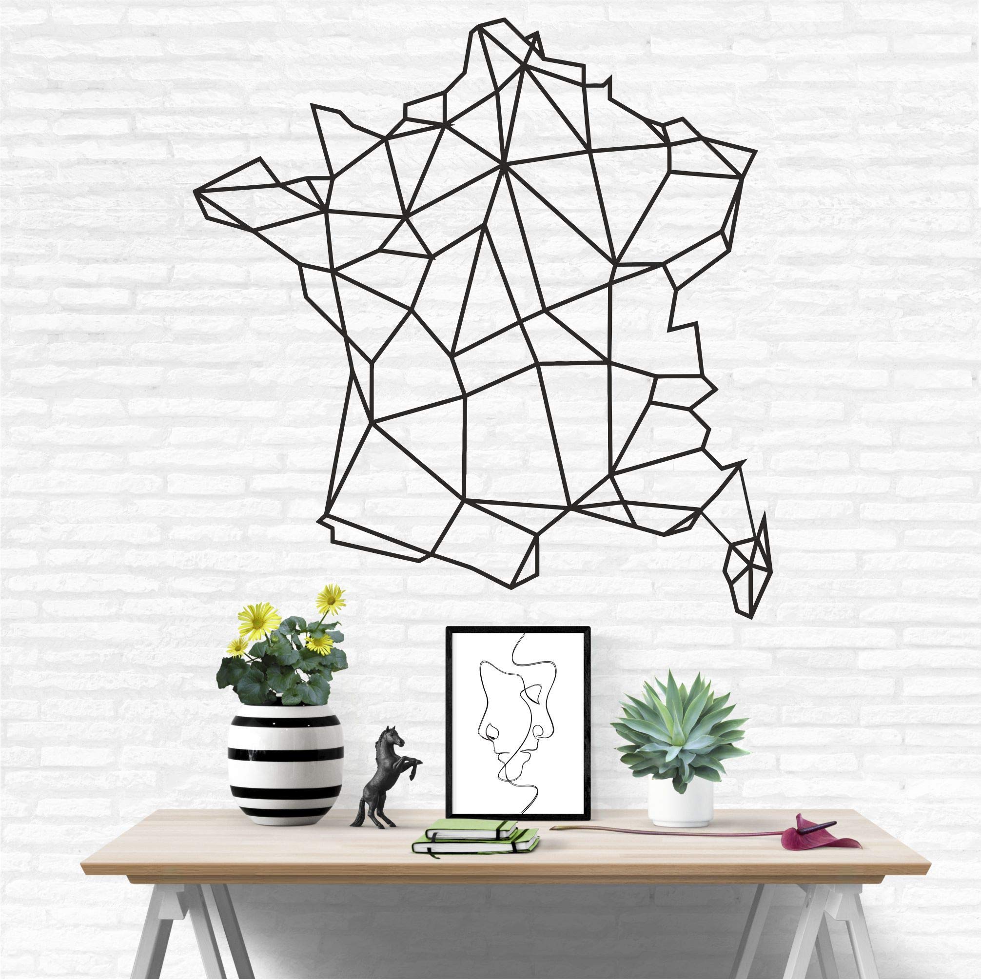 DEKADRON Metal France Map, Geometric Map of France, Metal Wall Art (96 x 100 cm)