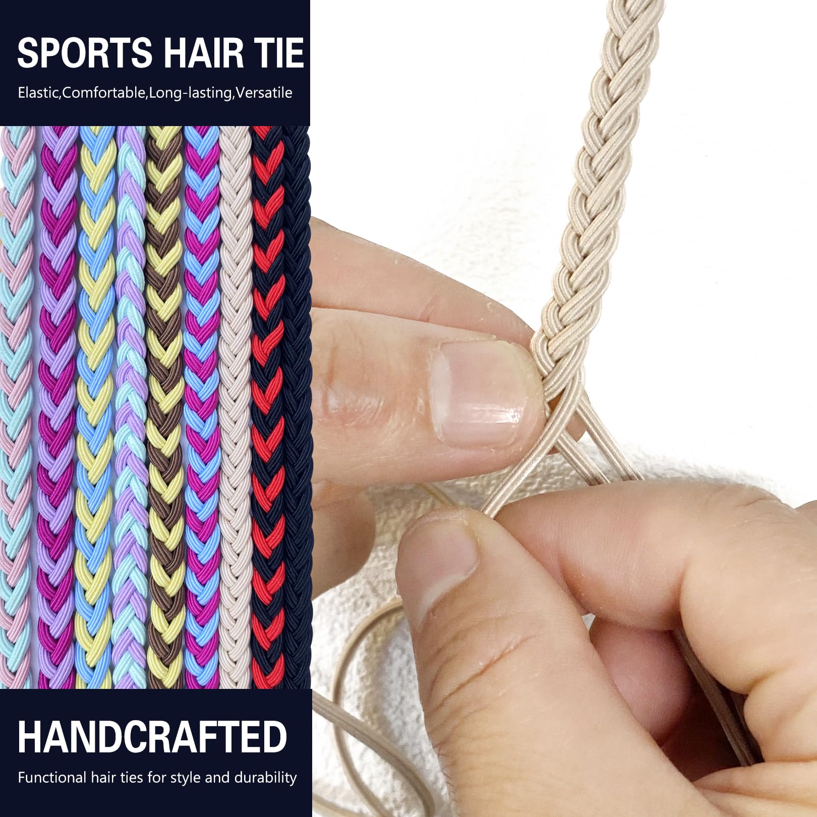 Coleteros para cola de caballo para deportes, gomas elásticas para el cabello, no dañan el pelo, trenzadas, fuertes, para cabello largo, grueso, rizado, fino, para playa y natación (1 unidad, 25