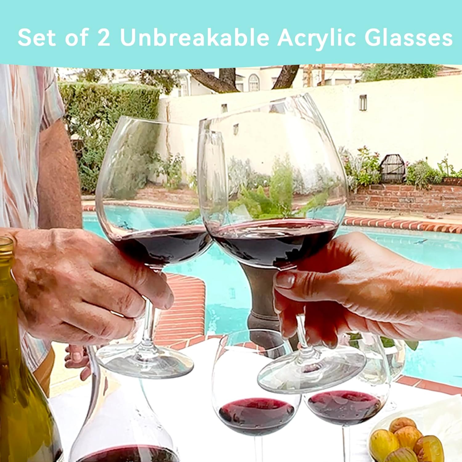 Lily's Home Unbreakable Pinot Noir and Burgundy Red Wine Glasses, Made of Shatterproof Tritan Plastic, Ideal for Indoor and Outdoor Use, Reusable and, Crystal Clear (22 oz. Each, Set of 2) - Image 2