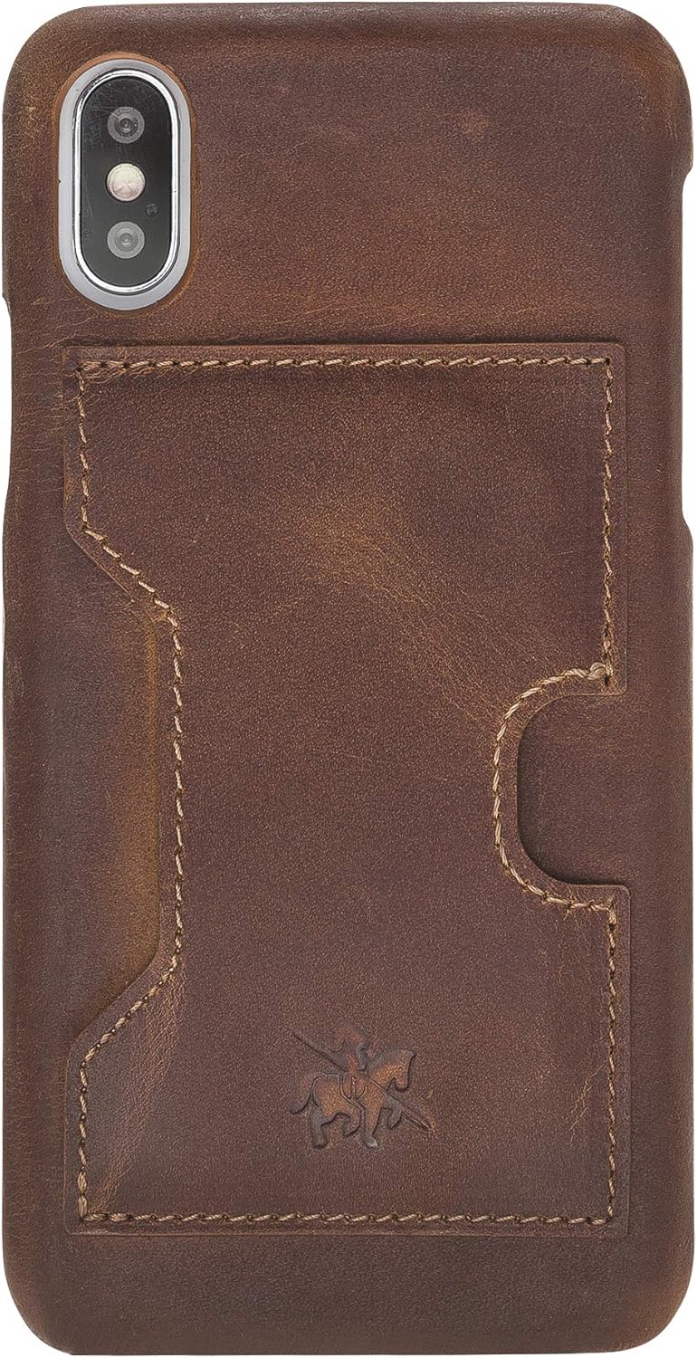 Venito Florence Leather Wallet Phone Case Compatible with iPhone X and iPhone Xs - Extra Secure with RFID Blocking - Detachable Phone Wallet - Antique Brown