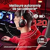 HyperX Cloud III S, Casque Gaming sans Fil, Bluetooth/2,4 GHz, PC/PS5/Xbox, jusqu'à 200h de Batterie, transducteurs 53 mm, DTS, Micro 10 mm, Rouge et Noir - 3