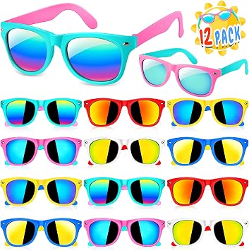 GIFTINBOX Party Favors Kids Sunglasses Bulk, Boys Girls Party Sunglasses with UV Protection, Beach Pool Birthday Party Supplies, Goodie Bags Stuffers Graduation Birthday Gifts for Kids 3-8 - 12PCS