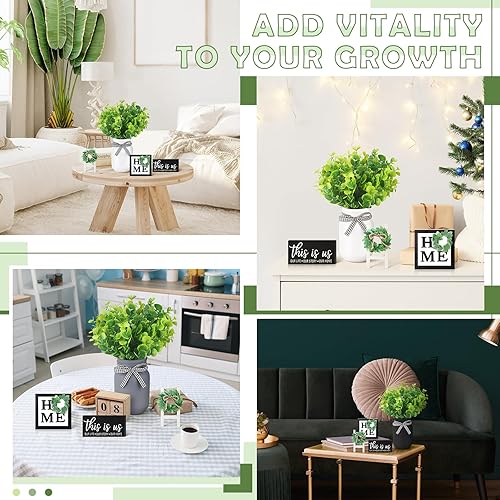 Miniatura 6 de Jexine Centros de mesa de tarro de eucalipto Mason de 12 piezas, decoración de mesa para el hogar, decoración de mesa con niveles, decoración de