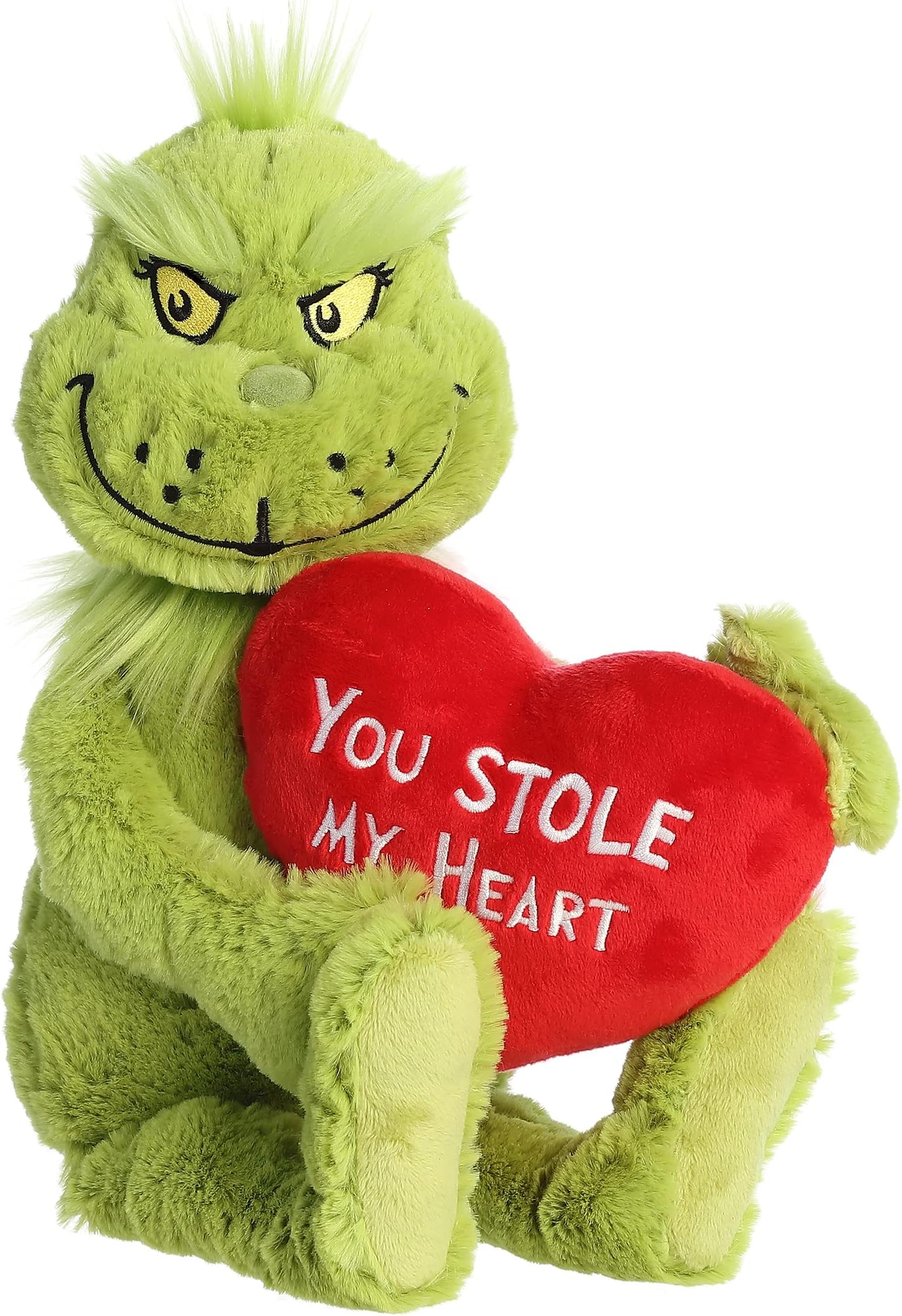 Aurora Whimsical Dr. Seuss Stole My Heart Grinch Stuffed Animal - Magical Storytelling - Officially Licensed - Green 15 Inches