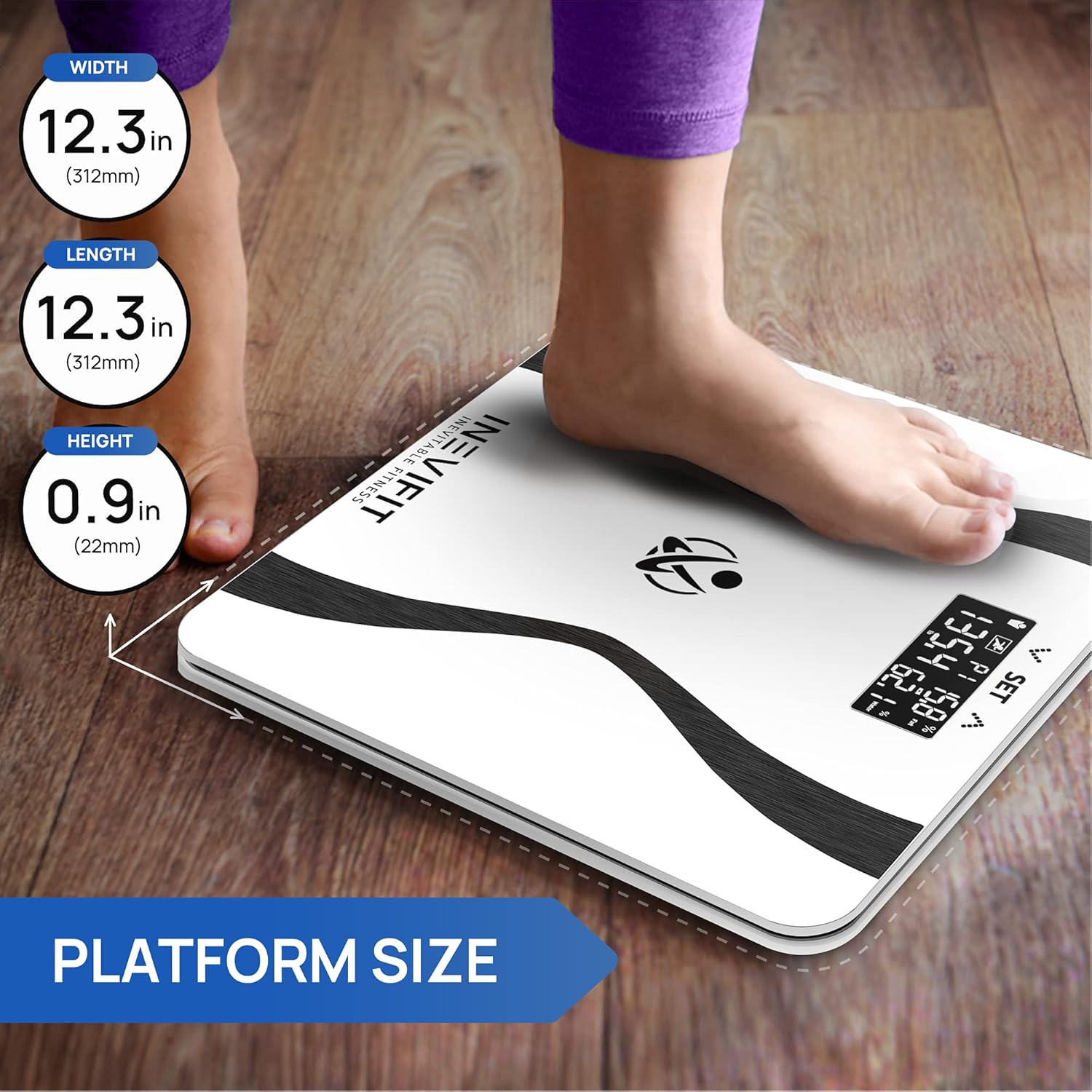 INEVIFIT Body-Analyzer Scale, Highly Accurate Digital Bathroom Body Composition Analyzer, Measures Weight, Body Fat, Water, Muscle & Bone Mass for 10 Users. Includes Batteries: Health & Personal Care