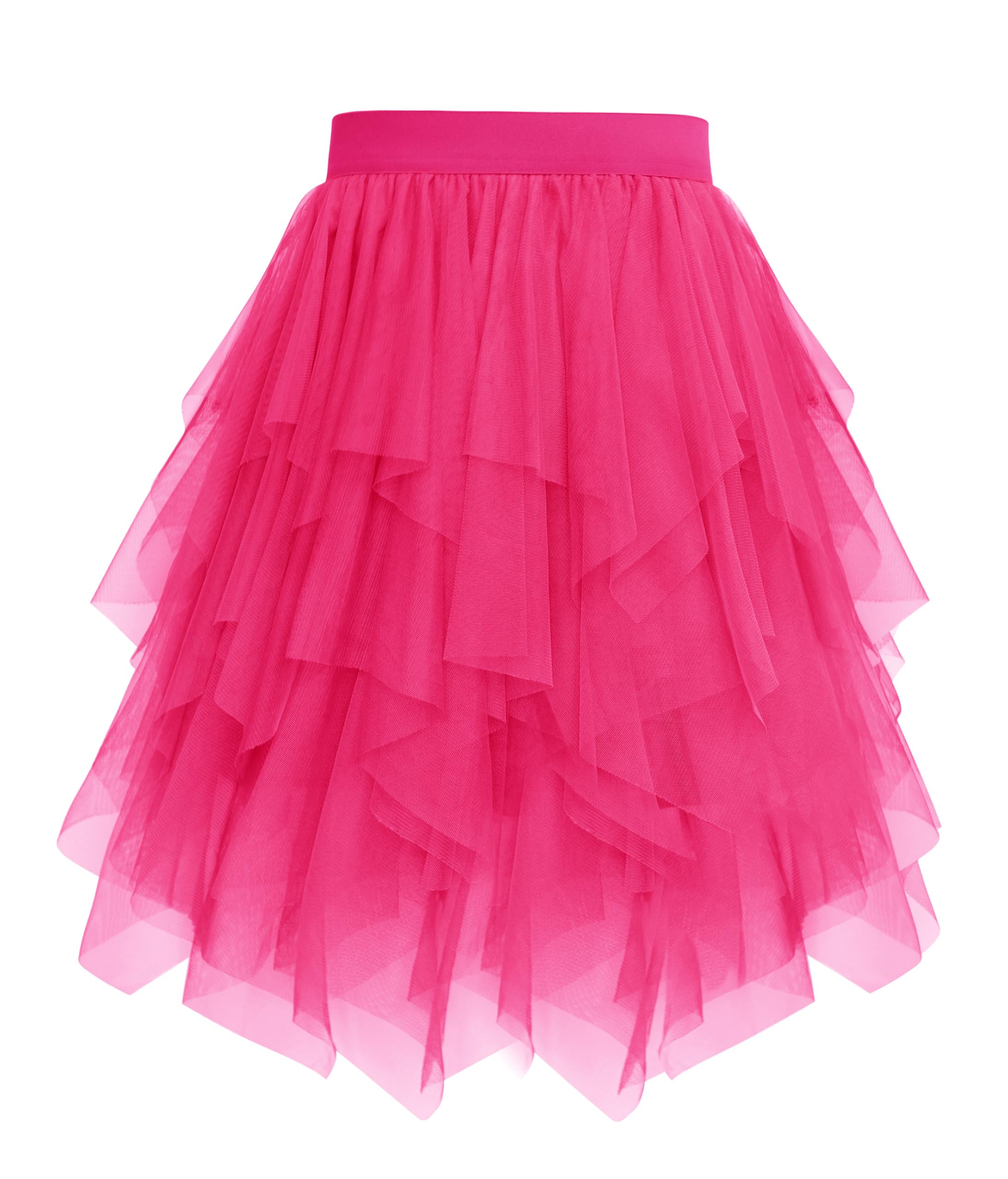 Vlazom Women's Tulle Tutu Skirts A-line Vintage Rockabilly Tutu Skirt 4 Layered Petticoat for Music Festivals, Carnivals, Holiday Parade,Halloween Rose Red, XXL-3XL