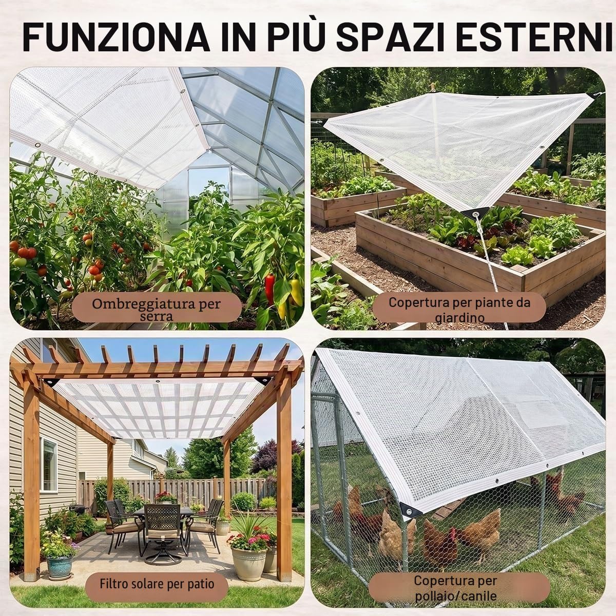 50% Rete Ombreggiante Telo Esterno Con Occhielli, Rete Antigrandine | Rete Antigrandine FrangivistaBalcone Resistente Ai Raggi UV, Vela Ombreggiante, per l'uso quotidiano.(4x5m)