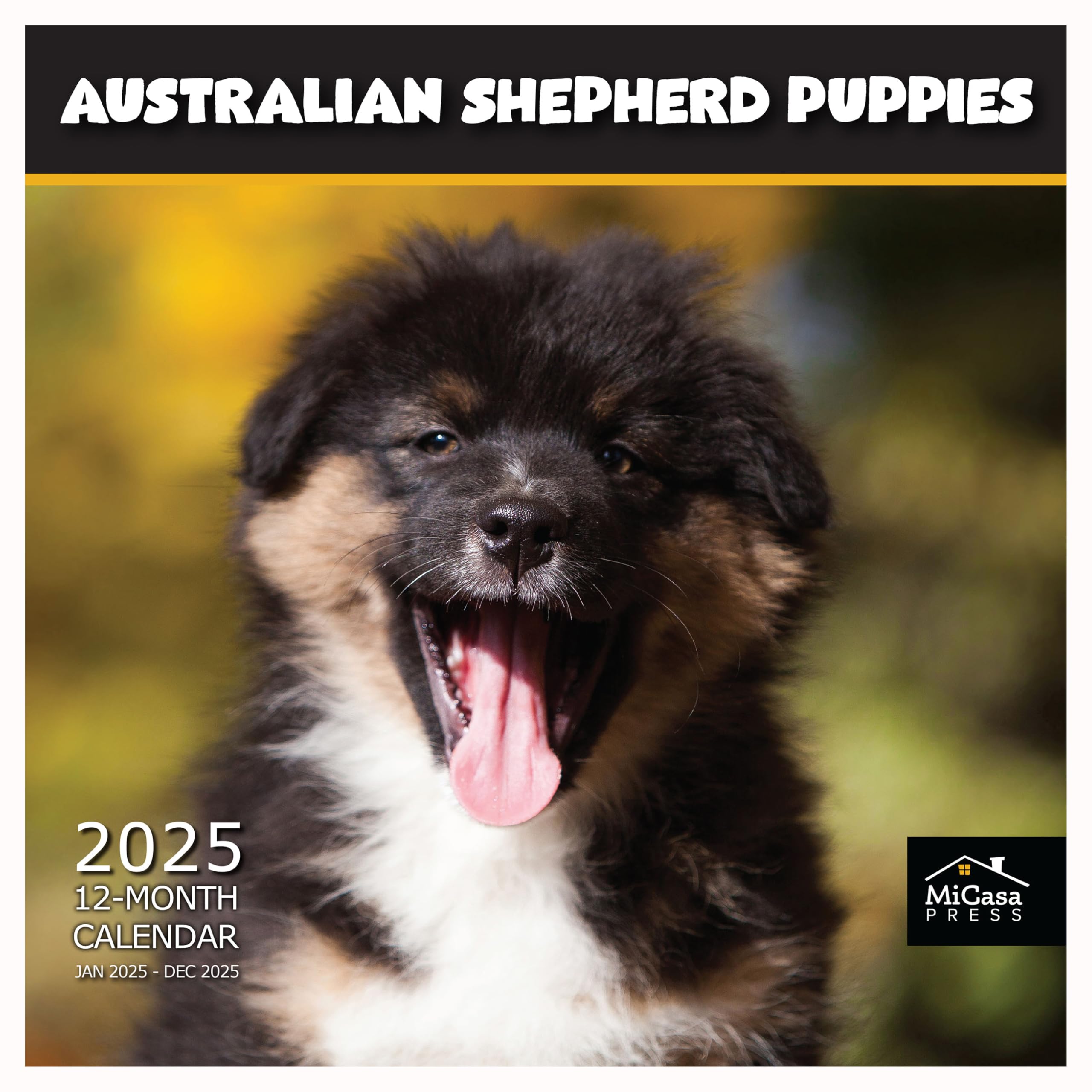 MICASA PRESS - Australian Shepherd Puppies 2025 Wall Calendar 12 Month | 12" x 24" Open | Thick &amp; Sturdy Paper | Giftable | Dog Calendar 2025