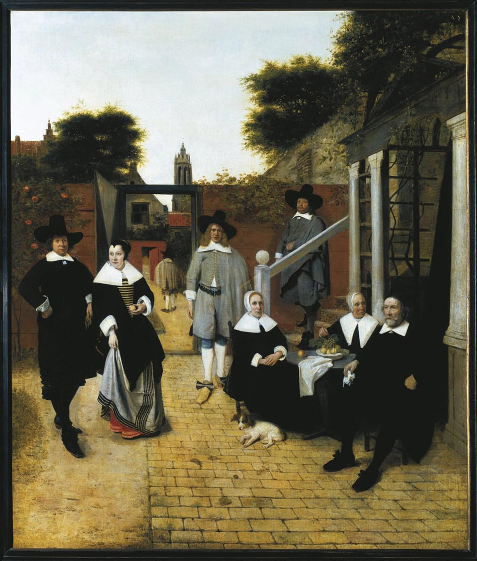 Artxlxxbn No Frame Famous Painting Canvas Artwork Graffiti Print Group Portrait Of A Bourgeois Family By Pieter De Hooch Portrait Canvas Image For Home Decor 60X90cm