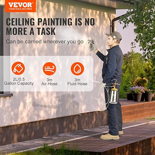 Miniatura 2 de VEVOR Tanque de Pote de Presión para Pintura en Aerosol, 2L0.5gal Pote de Presión de Aire Ligero, Pistola de Pintura en Aerosol con Boquilla de