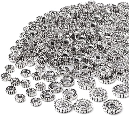 Miniatura 4 de 200 cuentas espaciadoras de aleación de plata antigua, espaciador de joyas, espaciador de cuentas para manualidades, pulseras, collares, aretes,