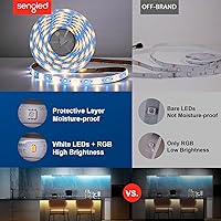 Vista 3 de Sengled - Tira de luz LED multicolor inteligente de malla Bluetooth, 16.4 pies, funciona con Yaxa Echo y Alexa, alto brillo con 16 millones