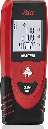 Leica DISTO D1 120ft Laser Distance Measure with Bluetooth 4.0, Black/Red