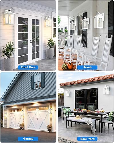 Miniatura 8 de VIANIS Luces de porche con sensor de movimiento para exteriores, 2 paquetes de luces de pared para exteriores, luces blancas del atardecer al