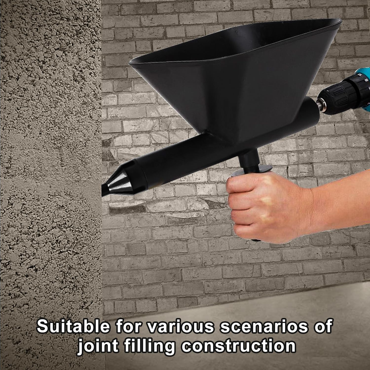 Pistolet Joint Électrique Portable avec 4 Embouts, Pistolet Ciment Électrique, Sans Perceuse Électrique, Jointoyeuse pour le Jointoiement de Mortier de Murs en Pierre et de Sols