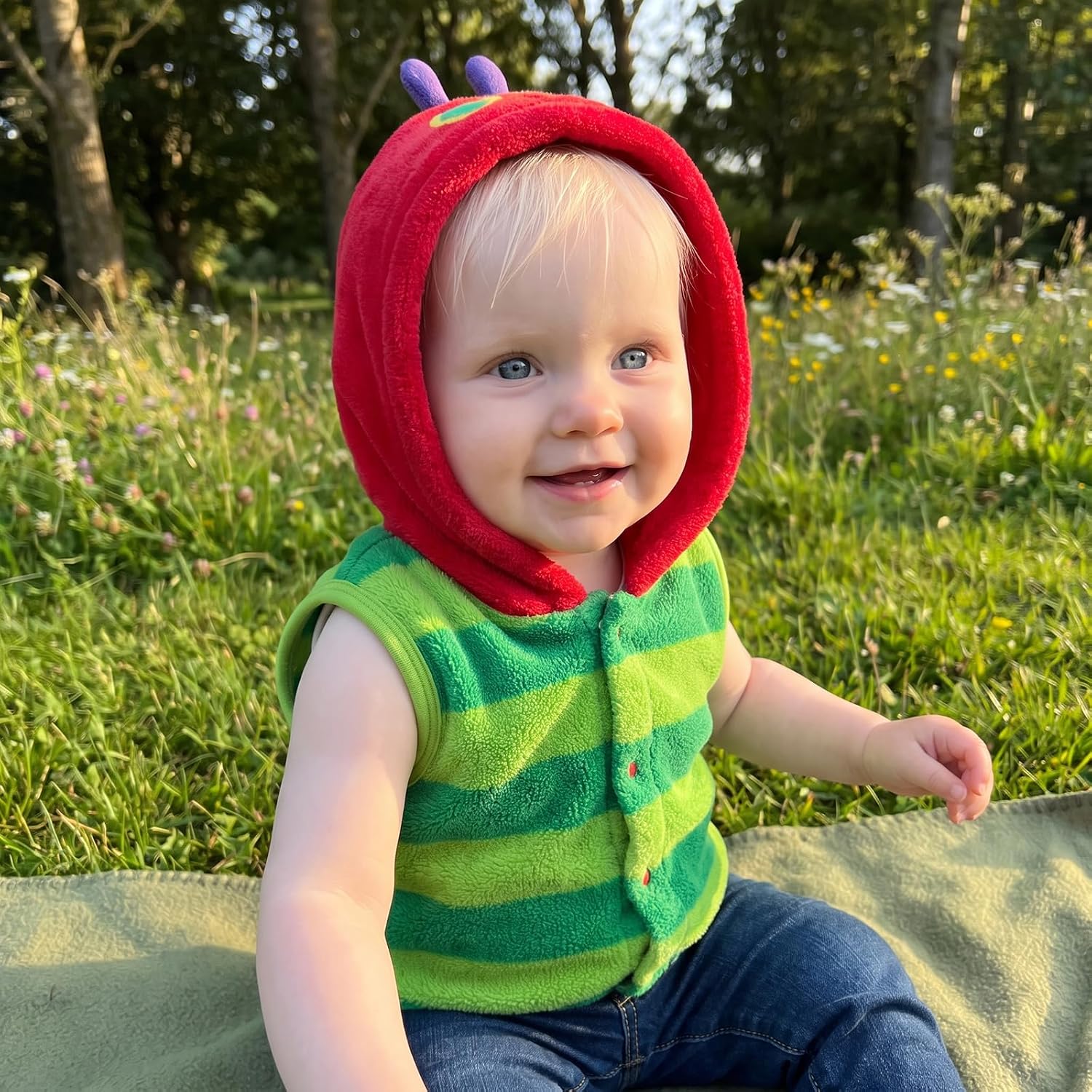 Pudcoco Toddler Baby Boys Girls Halloween Caterpillar Costume Fuzzy Vest