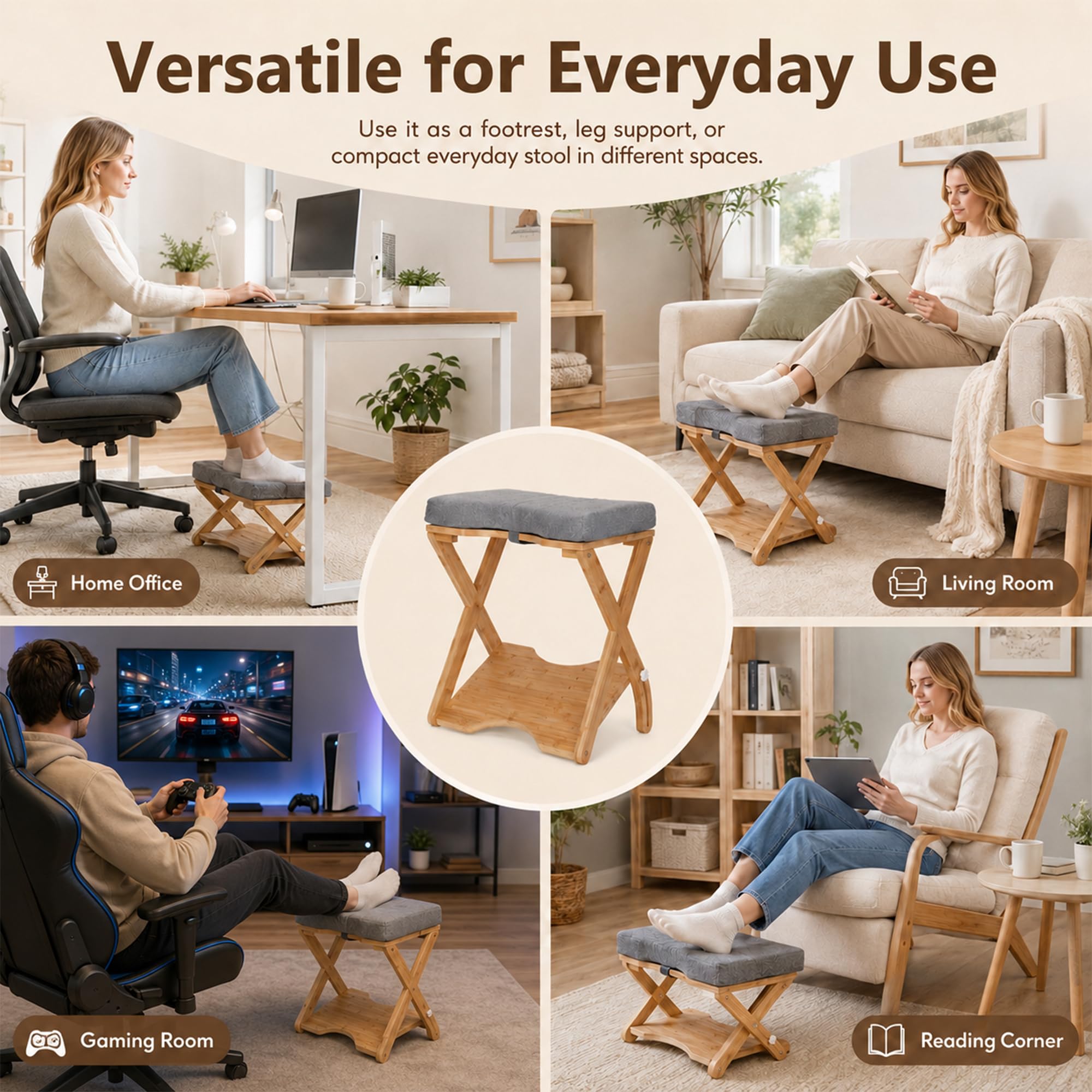 Fußstütze Schreibtisch,Winkelverstellung 0 bis 30° Ergonomisch