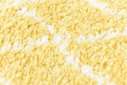 Miniatura 9 de Unique Loom Rabat Shag Collection - Alfombra de área enrejado (2 pies 7 pulgadas x 6 pies 1 pulgada, amarillomarfil)