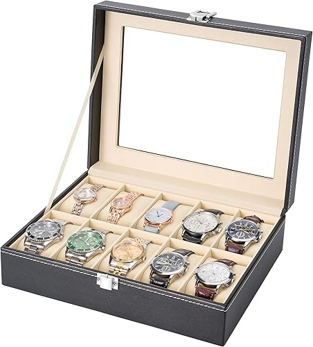 Miniatura 6 de Readaeer caja de reloj organizador visualización almacenamiento para hombre y mujer
