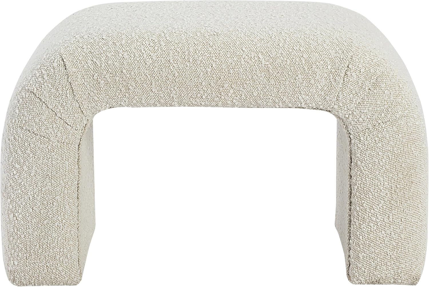 Meridian Furniture 169Cream Niagara Collection Modern | Contemporary Boucle Fabric Upholstered Bench with Rich Cream Boucle Fabric, Curved Contemporary Design, 28" W x 15.5" D x 17.5" H, Cream