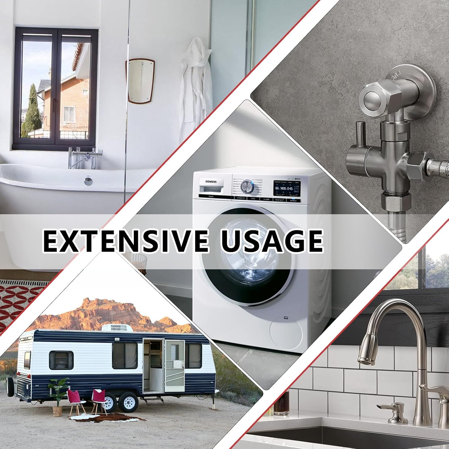 10-Pack EFIELD Angle Stop Valve 1/2" Nominal (5/8" OD) Compression x 3/8" OD, 1/4-Turn,(VALVE116-10PCS)