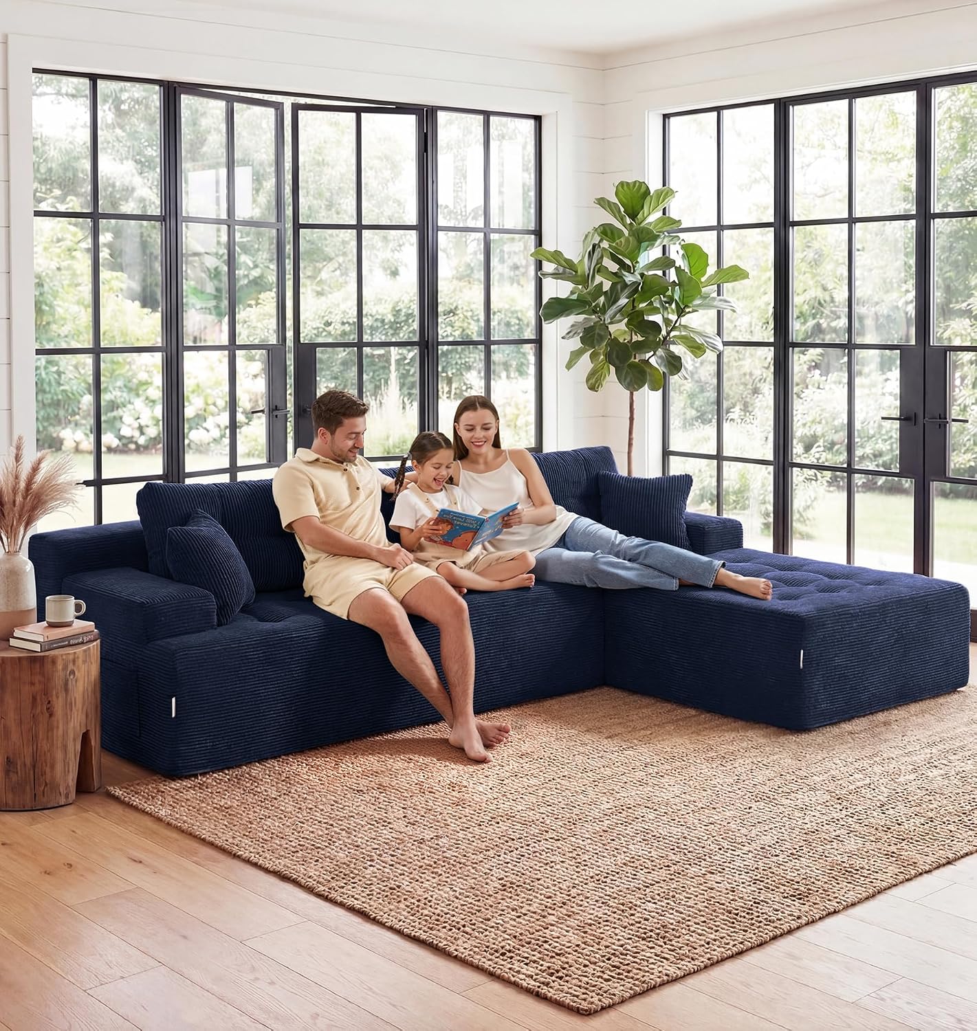  Boneless Couches Modular Sectional Sofa L-Shape Oversized Chaise thumbnail