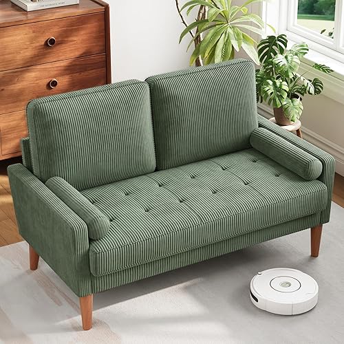 Miniatura 13 de Vesgantti Sofá de dos plazas con patas de madera maciza, sofás pequeños de 48 pulgadas para espacios pequeños, asiento de dos plazas para sala de