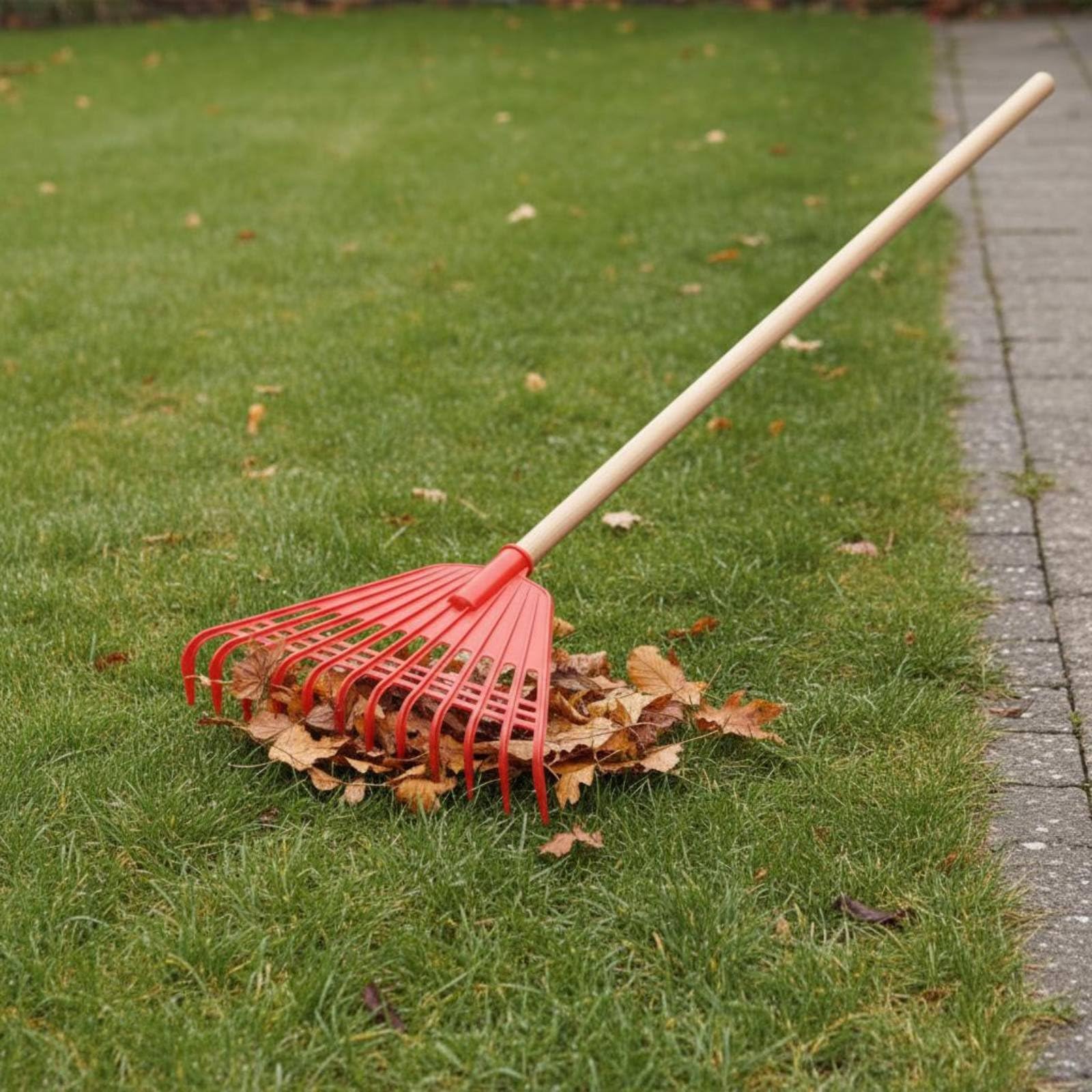 Rastrillo Hojas Plástico Utensilio Exterior Uso Múltiple para Jardinería , Red , 1.2M Poplar Handle