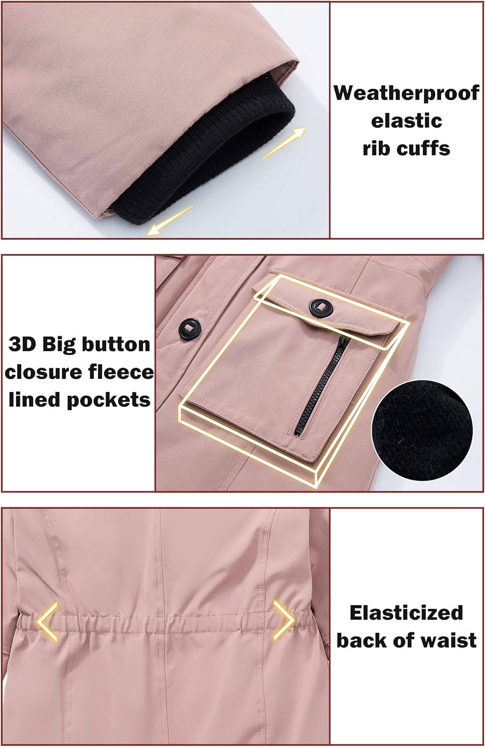 maoo garden Girls Winter Coats Heavyweight Waterproof Jacket Mid-Length Fur Hooded Parka - Image 7