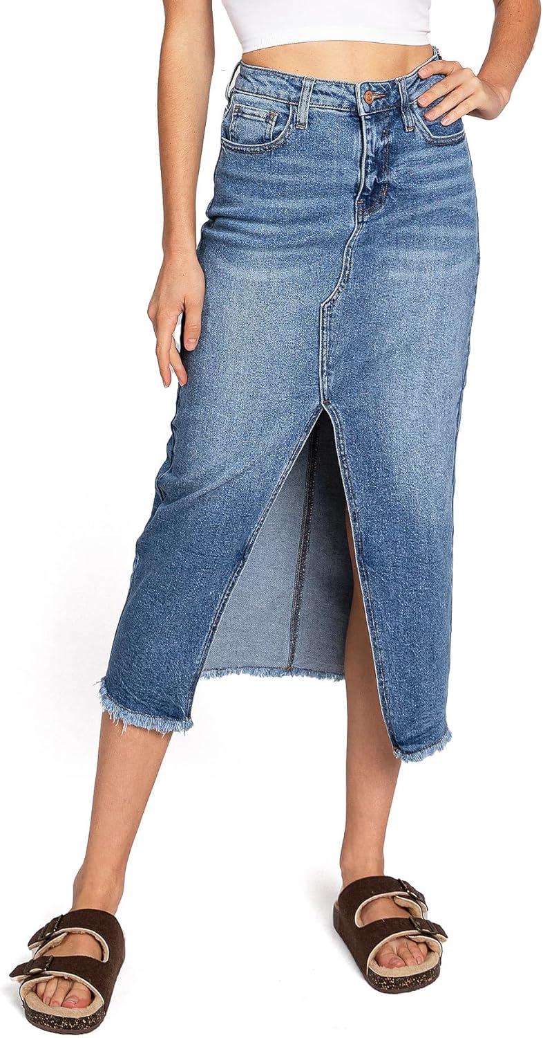 Celebrity Pink Regeneration Women's Juniors High Rise Jean Midi Skirt