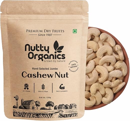 Nutty Organics Cashew Nuts 500 Gm | Nutritious &amp; Delicious Nuts | Natural &amp; Crunchy | Healthy Dry Fruit Snack
