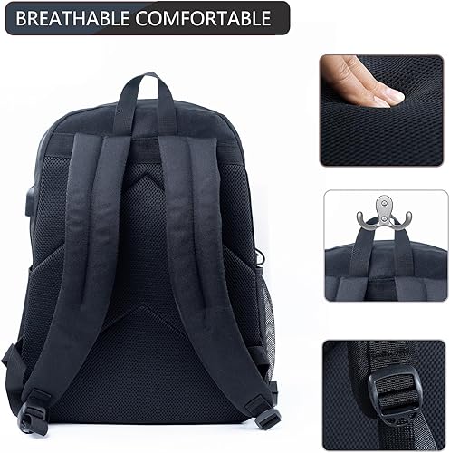 Miniatura 3 de Mochila escolar, mochila ligera para laptop con puerto de carga USB, mochila para la universidad (no incluye parche de velcro), Gris (Graphite