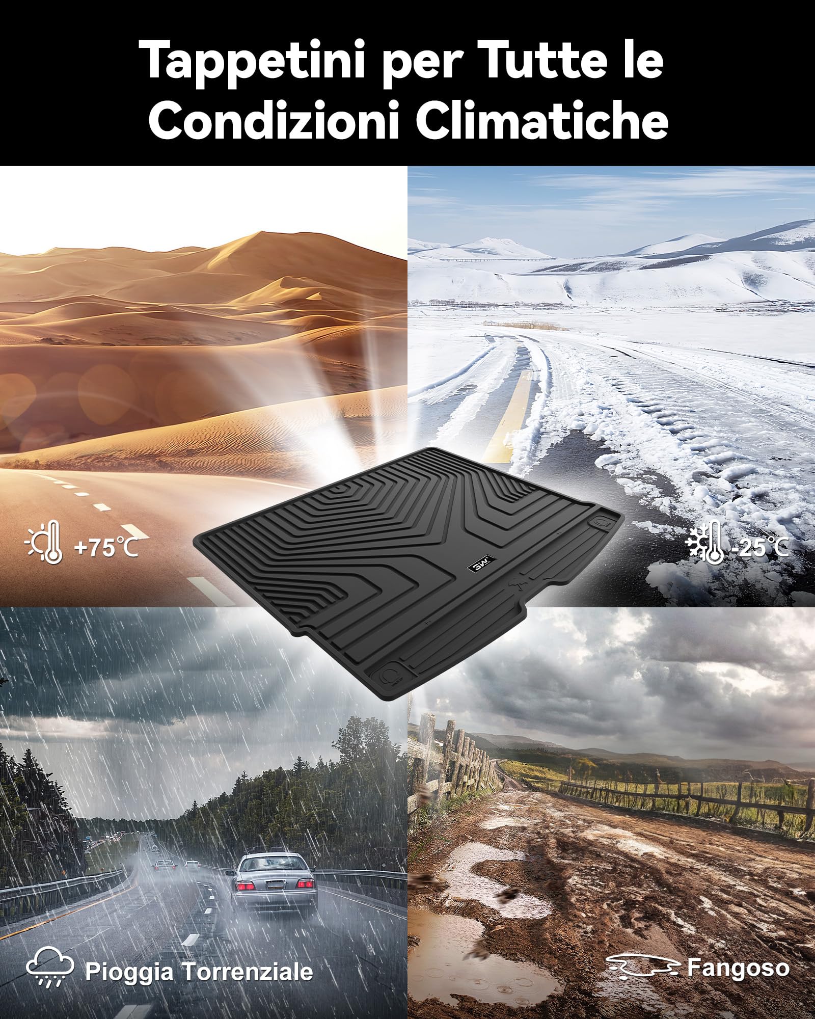 3W Tappetino per Bagagliaio Compatibile con VOLVO XC60 2018-2025 2026, Impermeabile e Facile da Pulire, Tappeto su Misura per la Protezione del Bagagliaio Posteriore in Thorex™, Vasca Baule Resistente