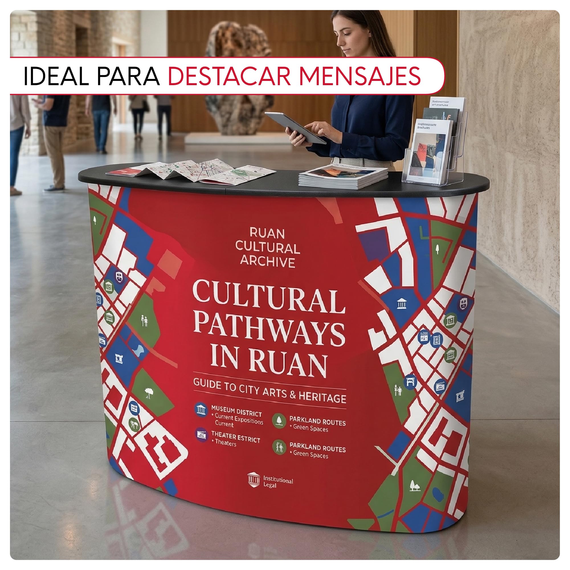 Mostrador Publicitario Magnético Ruan Plegable con Estante Interior y Bolsa de Transporte | Pop Up Promocional con Barras Magnéticas, Patas Regulables | Mostrador de Recepción | Gráfica 940x2010 mm