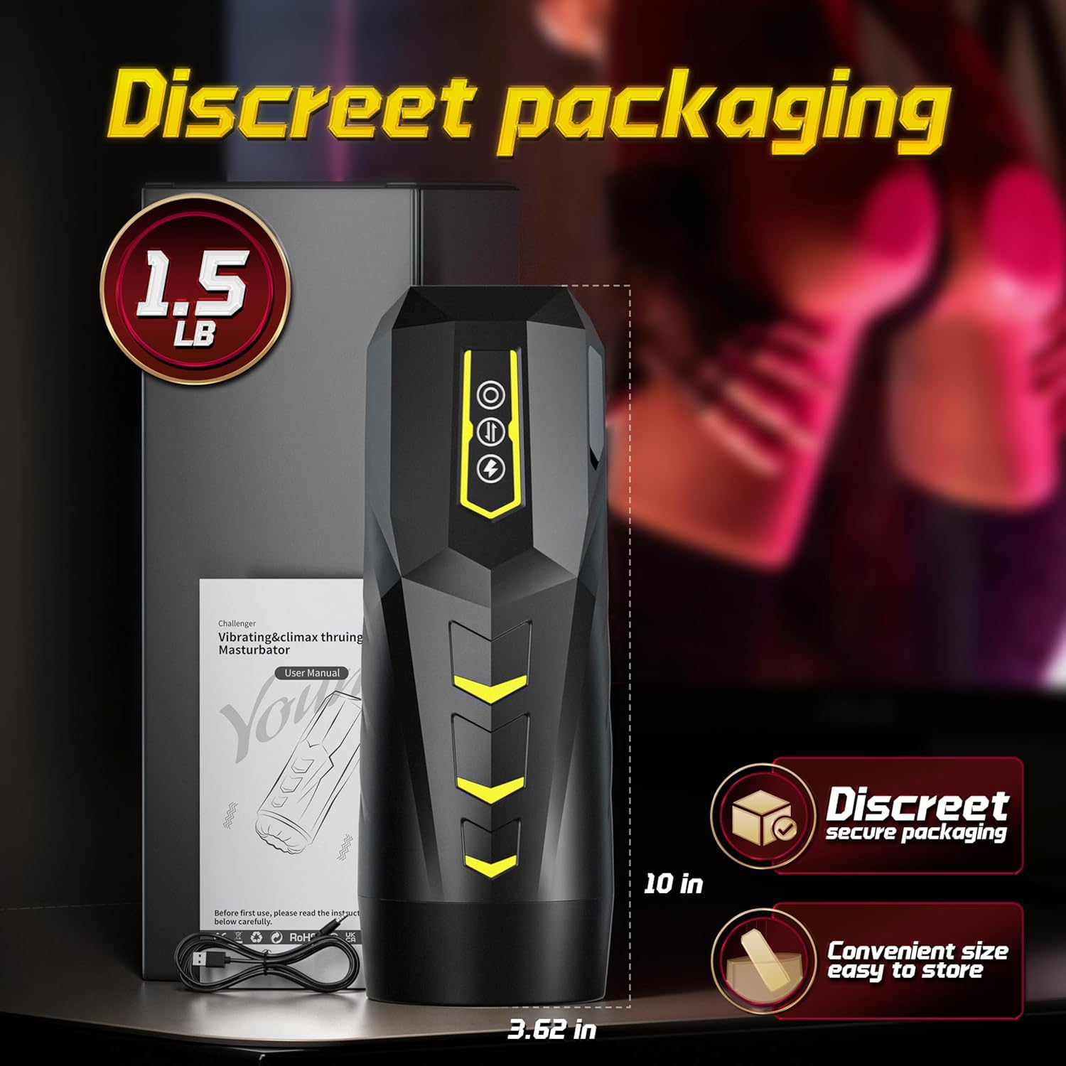 Kingdemer Male Masturbator Pocket Pussy Sex Toys for Men - Adult Men Sex Toy with 9 Vibrating & 10 Thrusting, Flesh Soft 3D Textured Wrapped, Masturbators Light Sex Machine with Full Speed Burst Mode