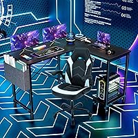 Vista 6 de Sweetcrispy Escritorio en forma de L – Escritorio de computadora, escritorio de esquina, escritorio para juegos, mesa de PC con soporte para CPU