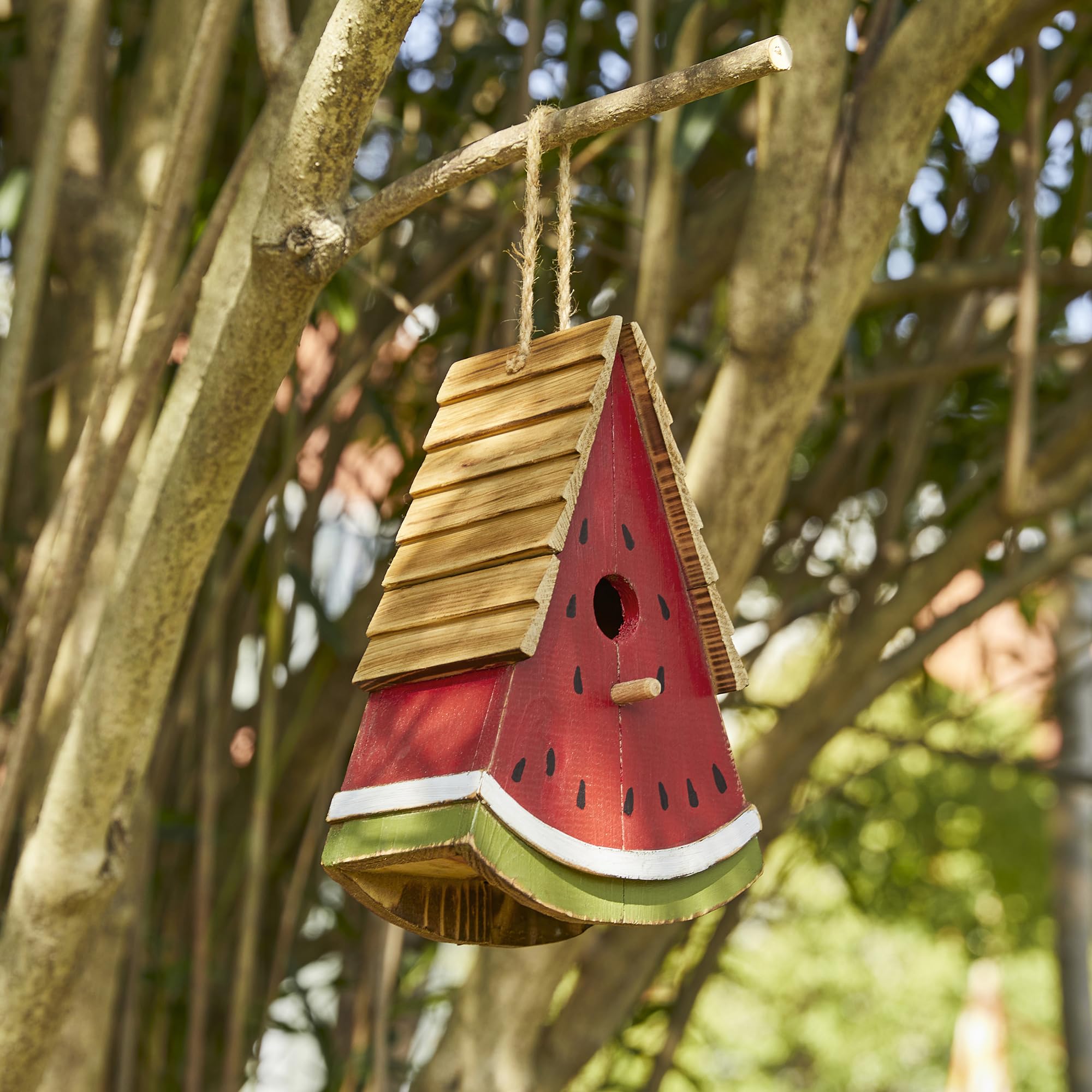 Nichoir à oiseaux extérieur suspendu en bois massif pastèque Déco jardin