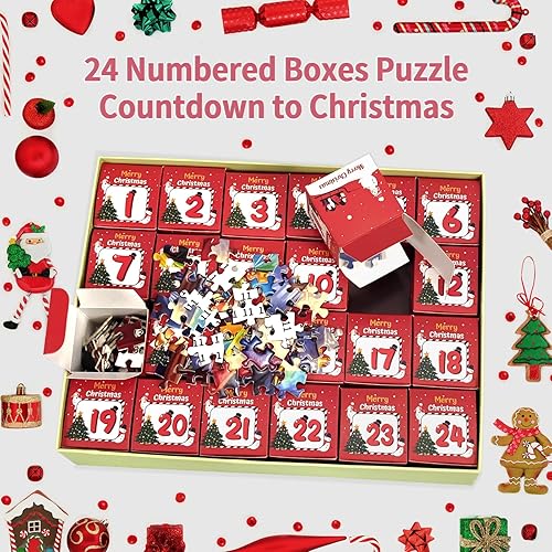 Miniatura 3 de Rompecabezas de Adviento 2023, rompecabezas de Navidad, rompecabezas de fiesta de Papá Noel, 24 piezas, 1000 piezas, rompecabezas para adultos y