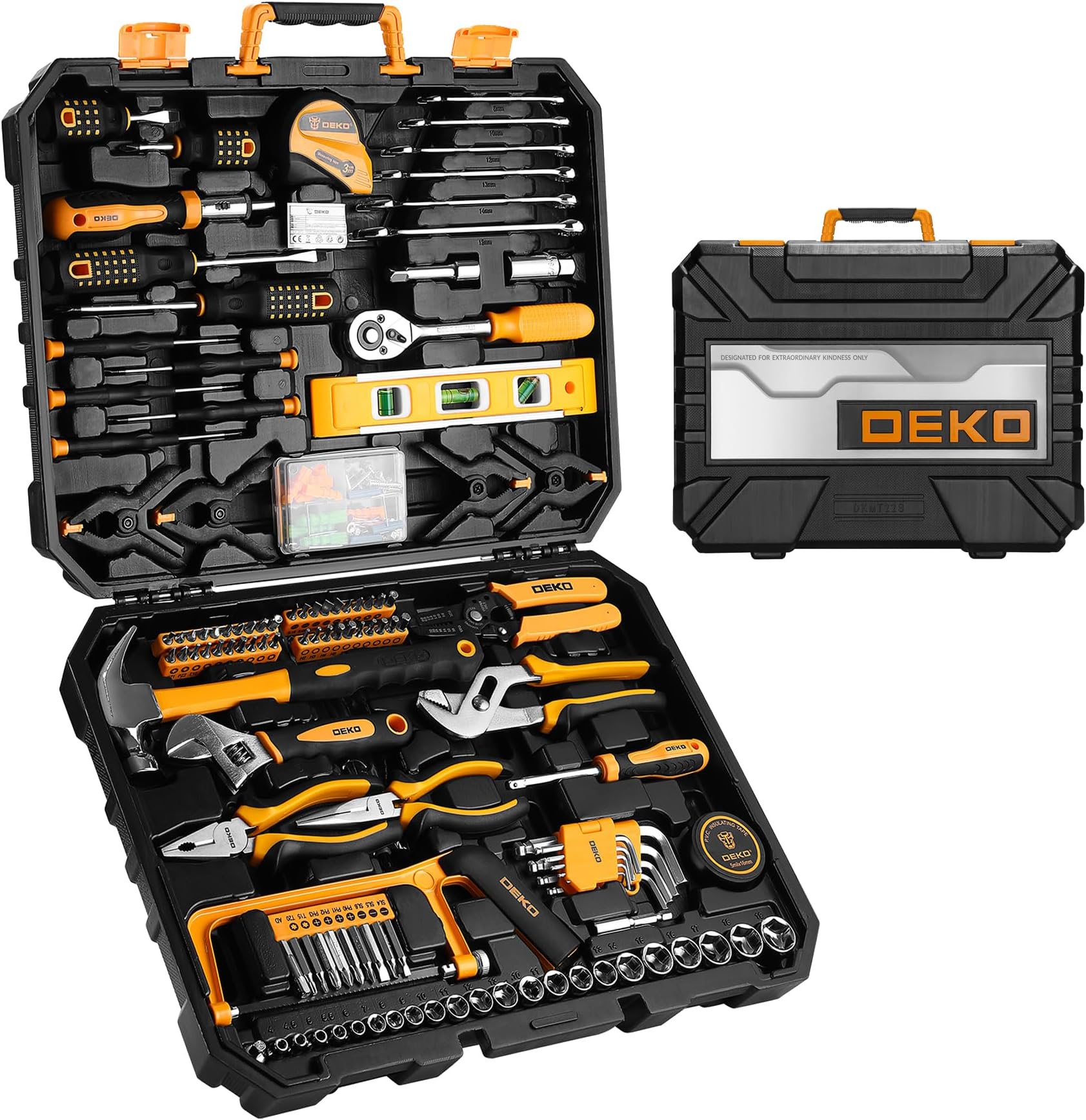 DEKO Home Tool Kit Set 228 Pieces Tool Box with Tools Included Socket Wrench Auto Repair Tool Hand Tool Sets for Home