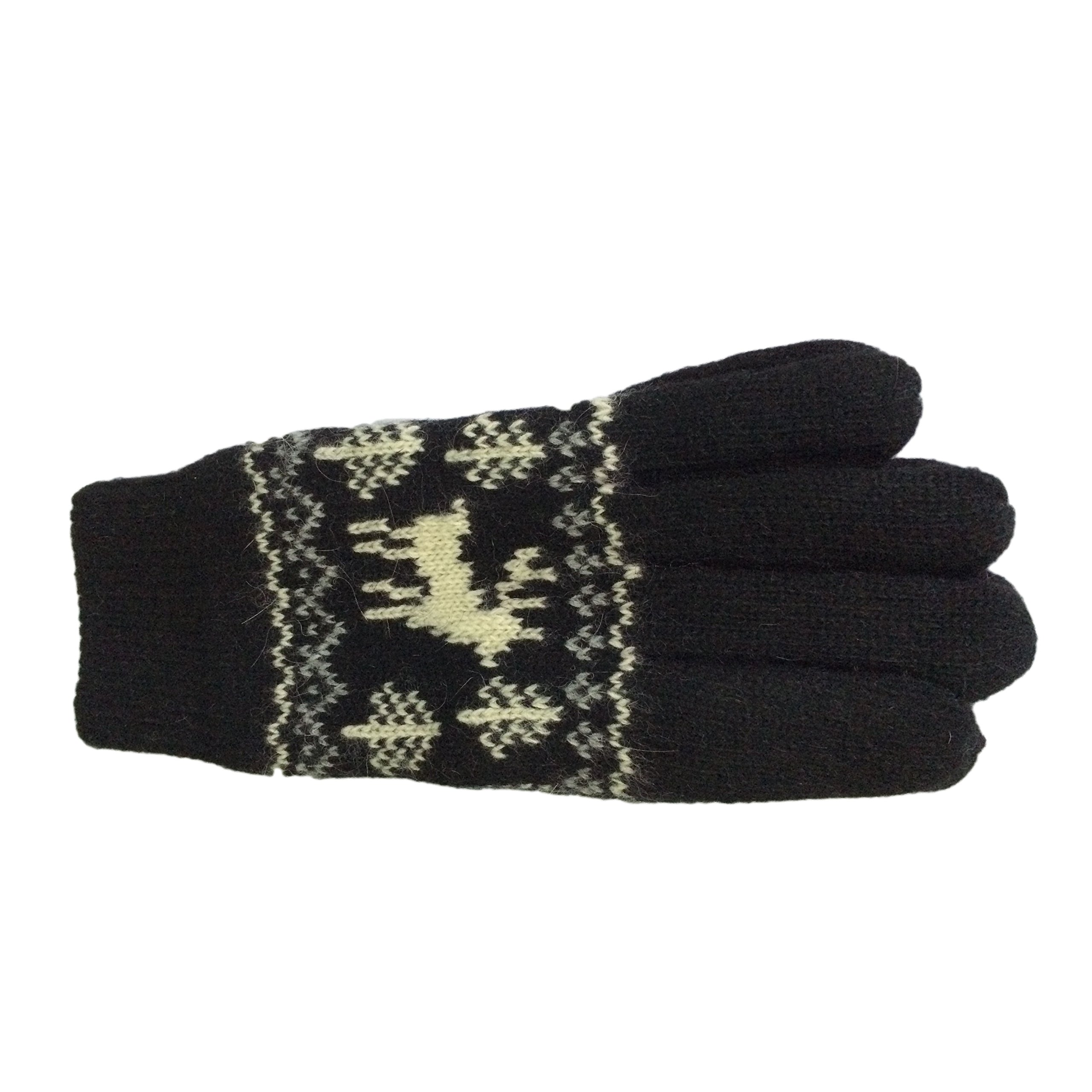 Unisex Wool Gloves Double Thick Knit Gloves Full Finger Winter Gloves, One Size (black)