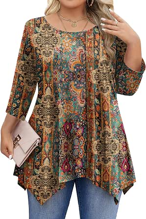 IN'VOLAND Plus Size 3/4 Sleeve Tops for Women