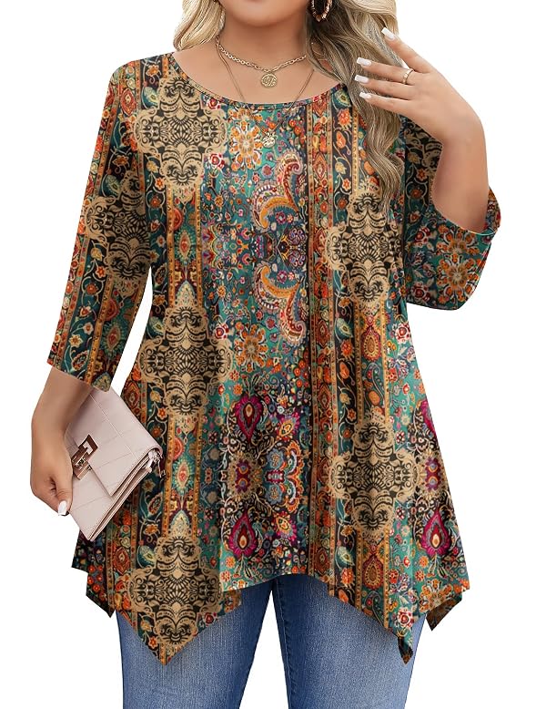 IN'VOLAND Plus Size Tops for Women 3/4 Sleeve Tunic to Wear with Leggings by IN'VOLAND - Used condition - US$10.80