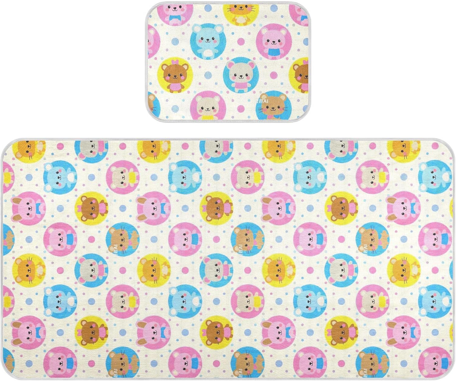 Trendy Polka Dot Animal Rabbits Cooling Baby Bassinet Mattress 28" x 52" Absorbent Pads for Kids for Baby&Toddler