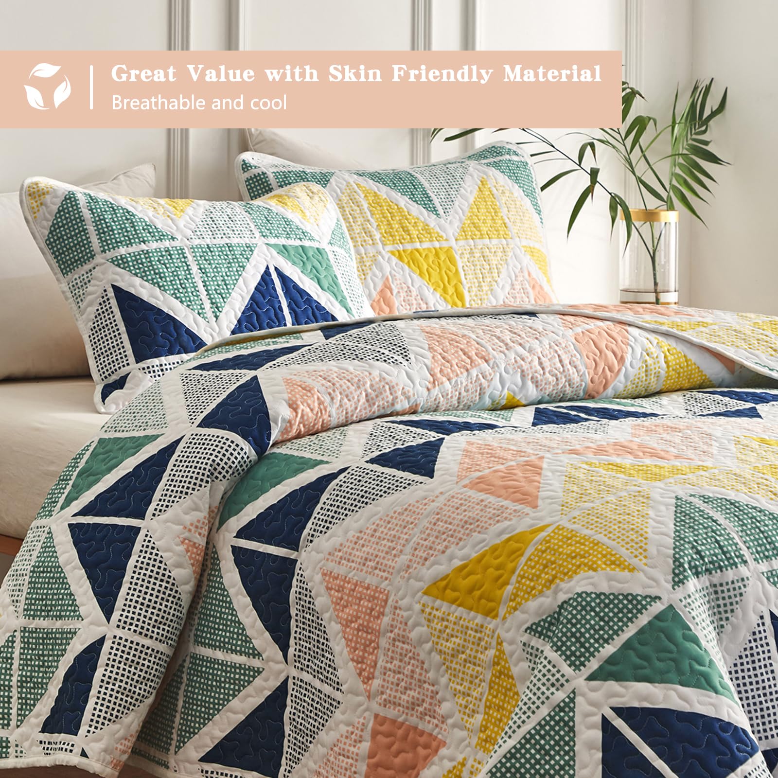 Amazon.co.jp: UOZZI BEDDING リバーシブルカラフルキルト3点セット